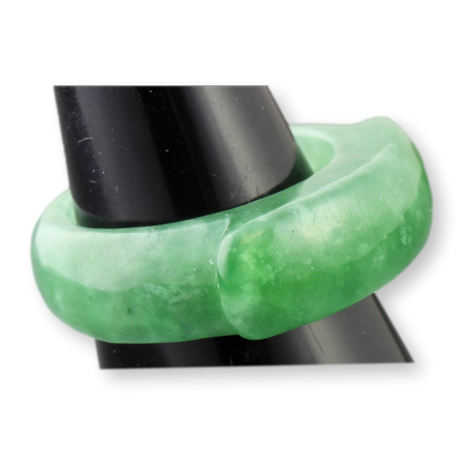 Deep Green Jadeite Saddle Band Bold Polished Jade|Rich Color - Size 9 - Thumbnail 2