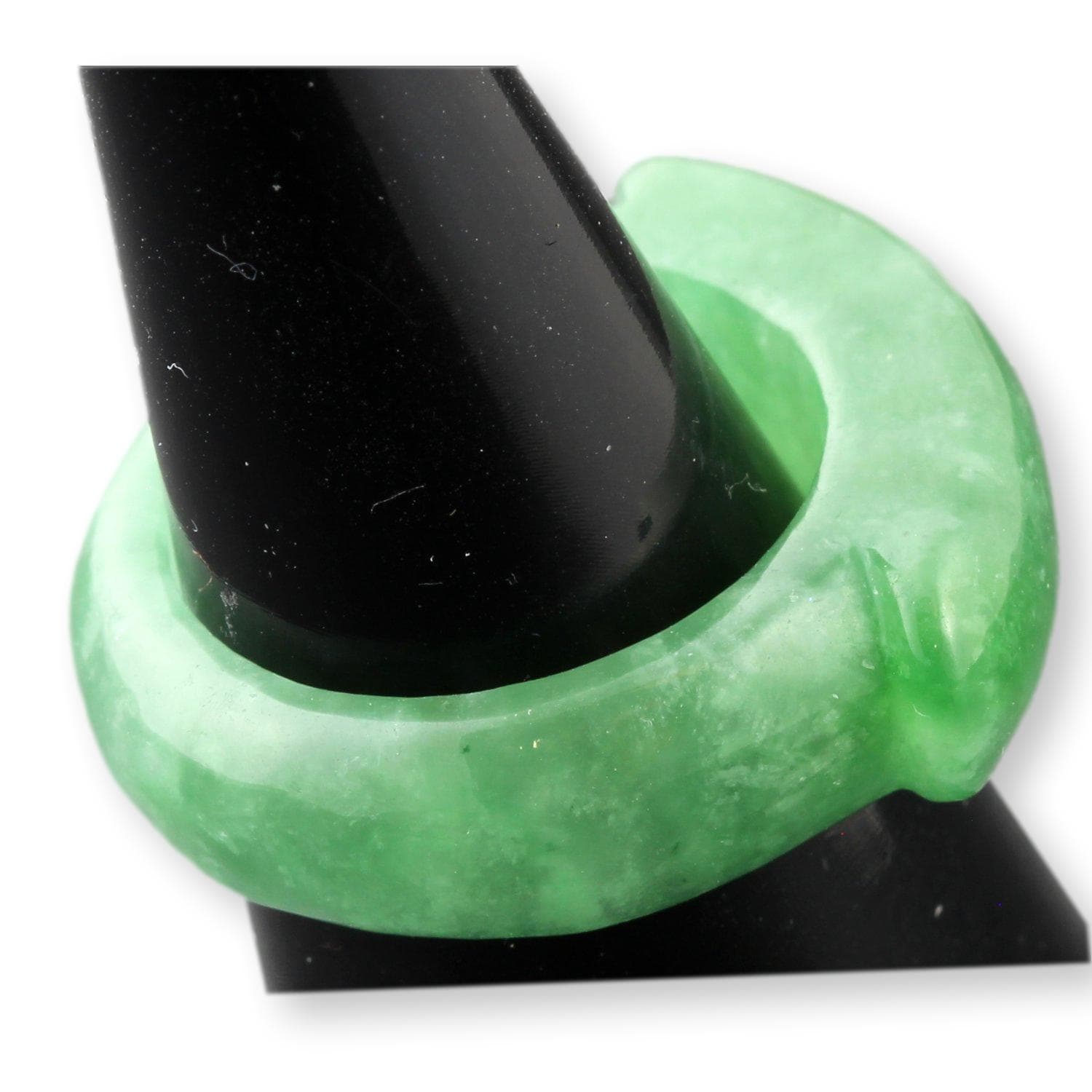 Deep Green Jadeite Saddle Band Bold Polished Jade|Rich Color - Size 9 - Thumbnail 5