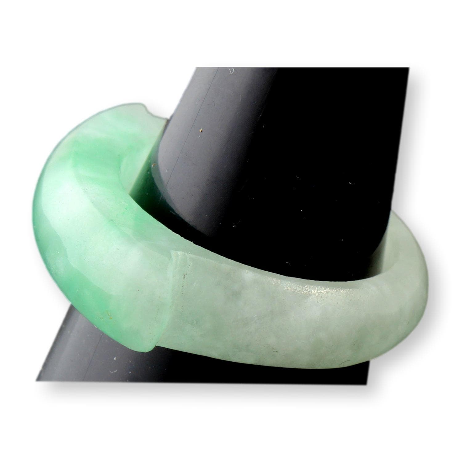 Soft Green Jadeite Saddle Band Luminous Translucent Jade - 10.75 - Thumbnail 5