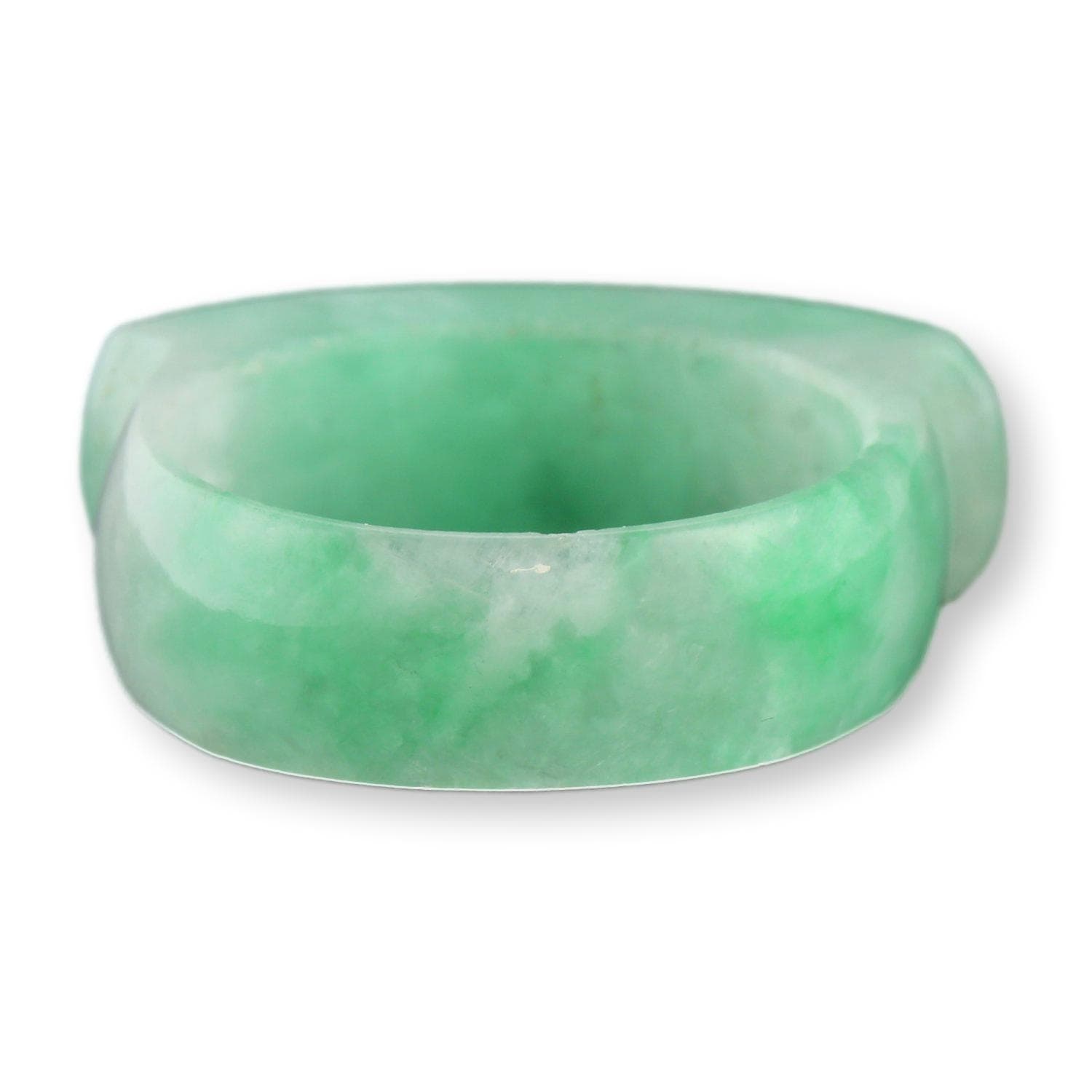 Green Jadeite Saddle Band – Classic Polished Jade Band - Size 10.75 - Thumbnail 6