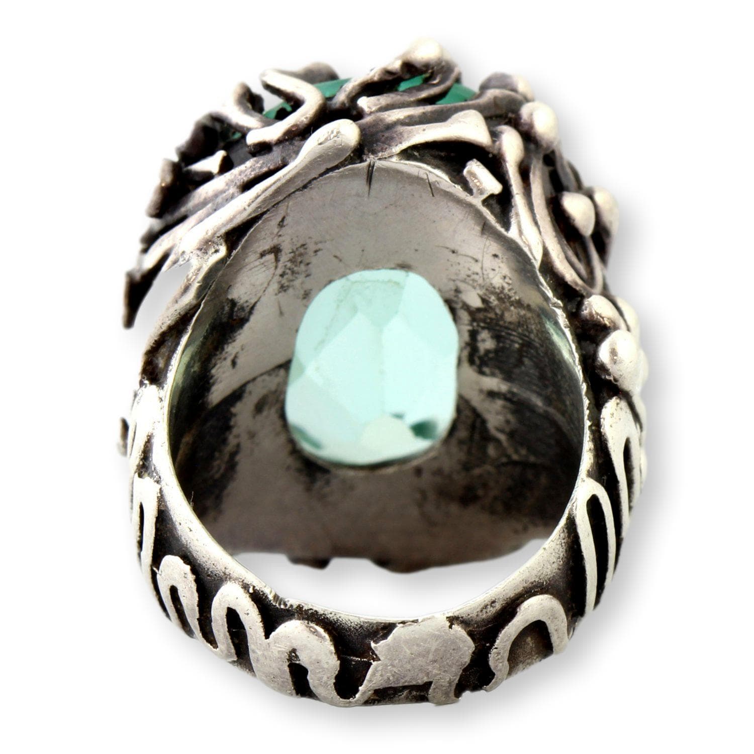 Mint Green Uranium Glass Ring – Faceted UV-Reactive Stone in Sculptural Sterling Silver - Size 8 - Thumbnail 8