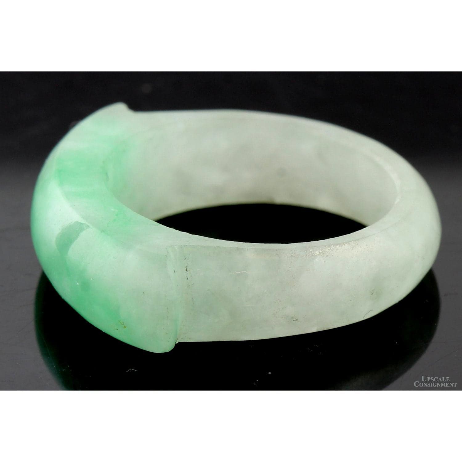 Soft Green Jadeite Saddle Band Luminous Translucent Jade - 10.75 - Thumbnail 3