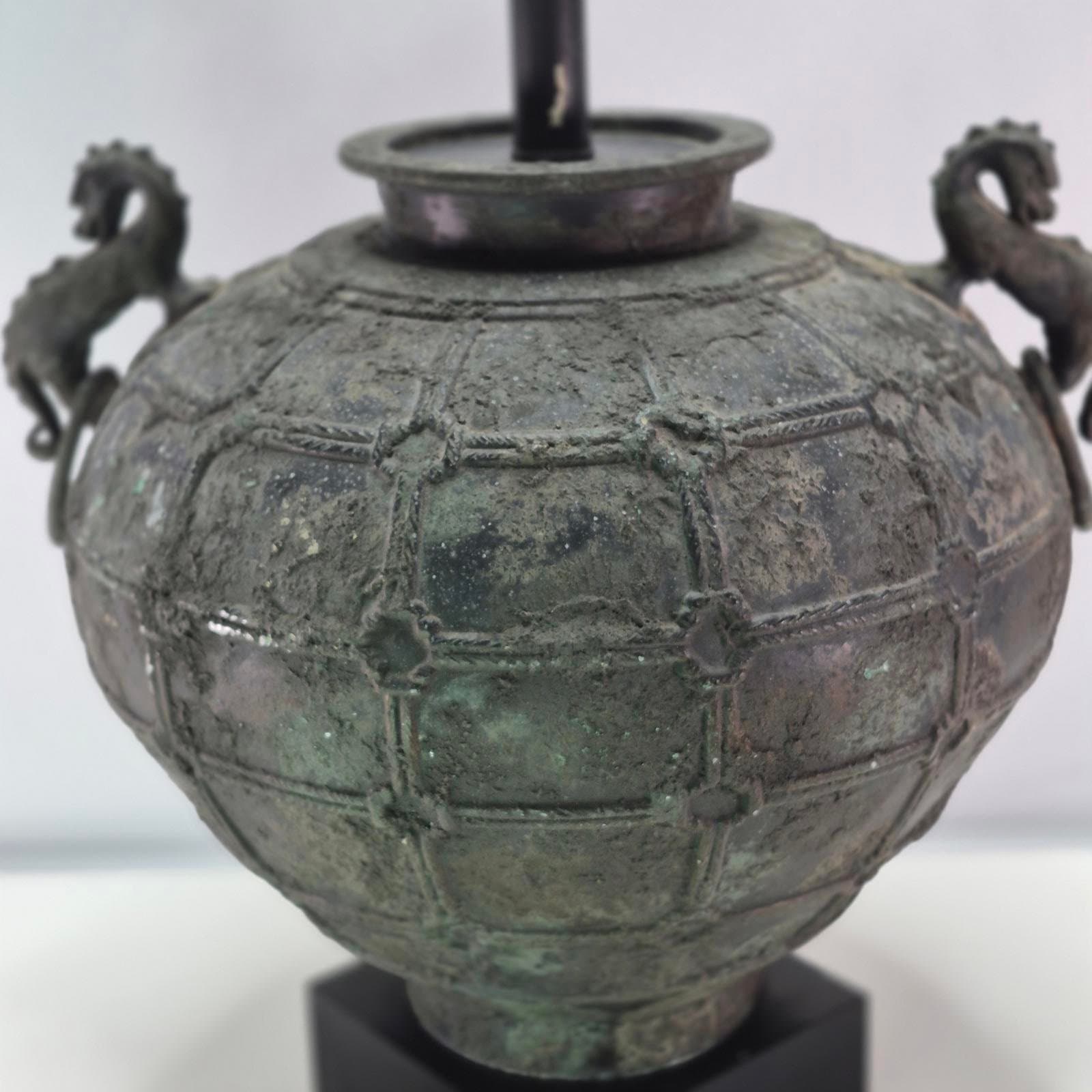 Antique Chinese Bronze Wine Vessel Table Lamp - Image 1