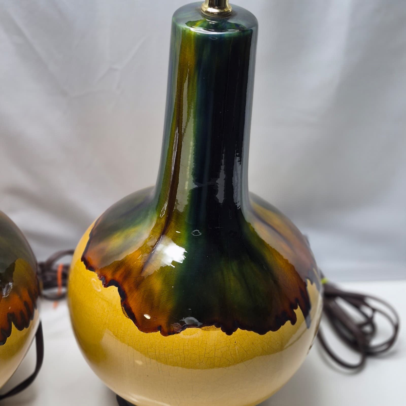 Vintage MCM Drip Glaze Table Lamps - Thumbnail 3
