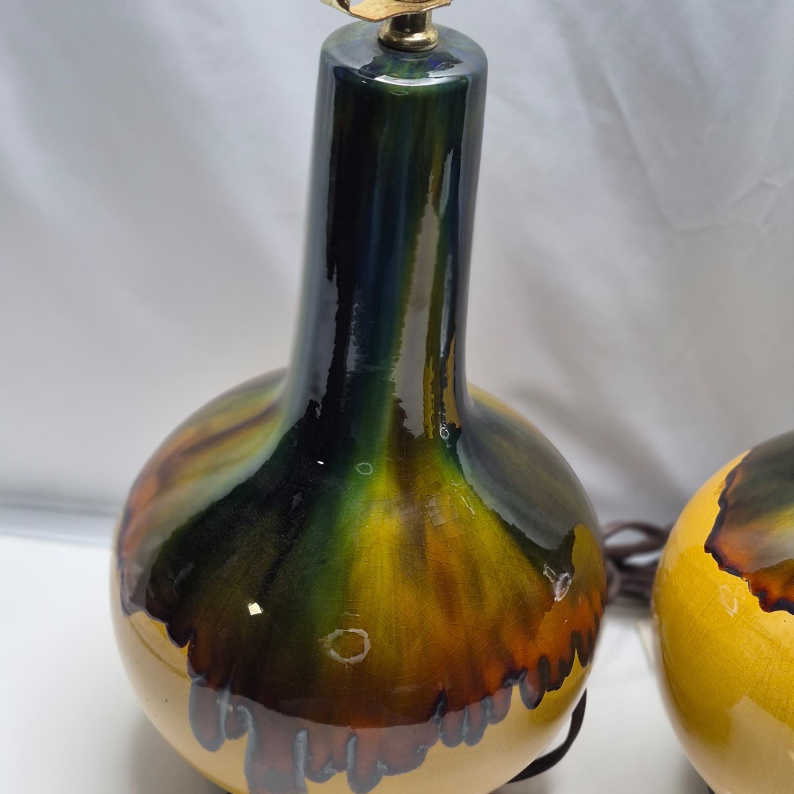 Vintage MCM Drip Glaze Table Lamps - Thumbnail 4