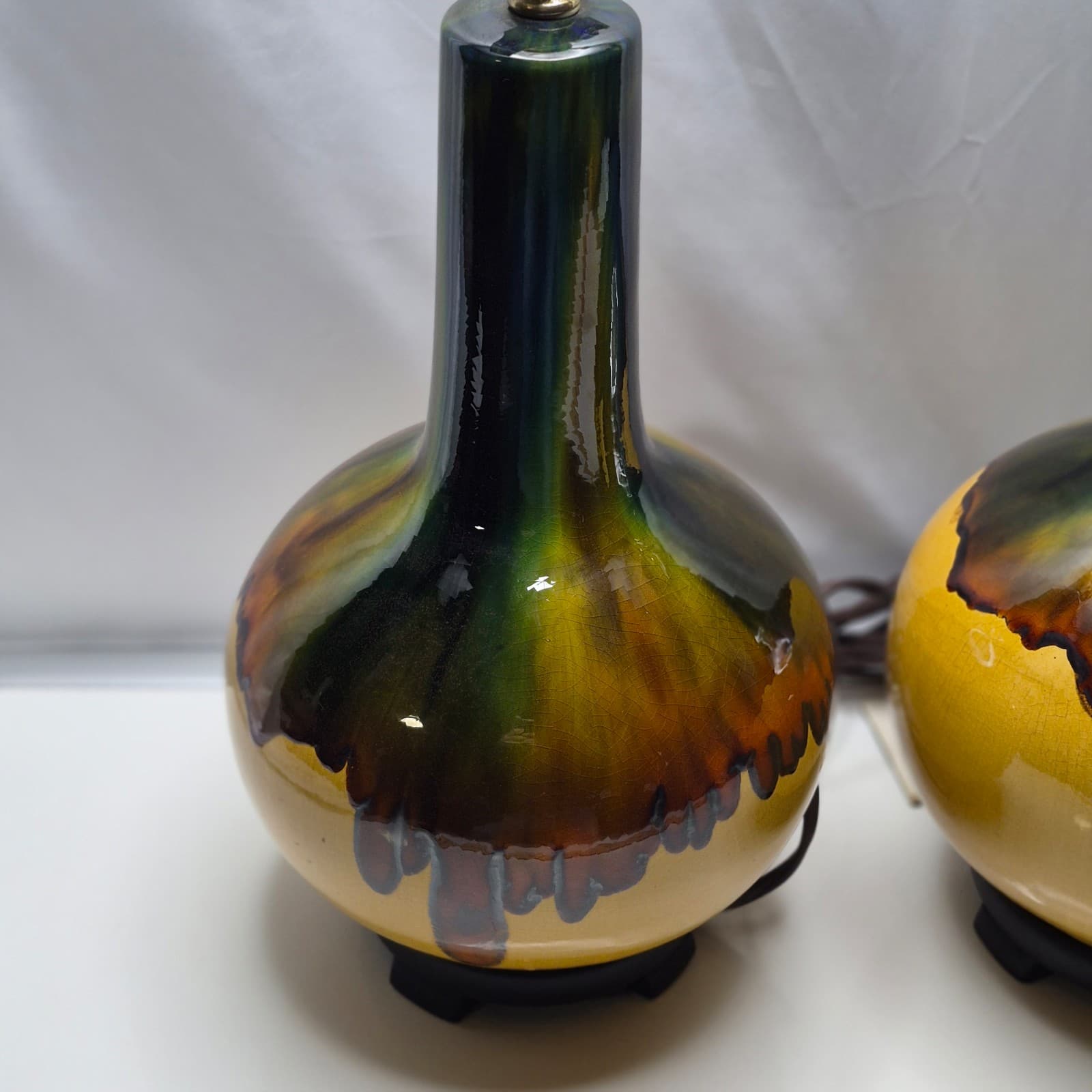 Vintage MCM Drip Glaze Table Lamps - Thumbnail 5