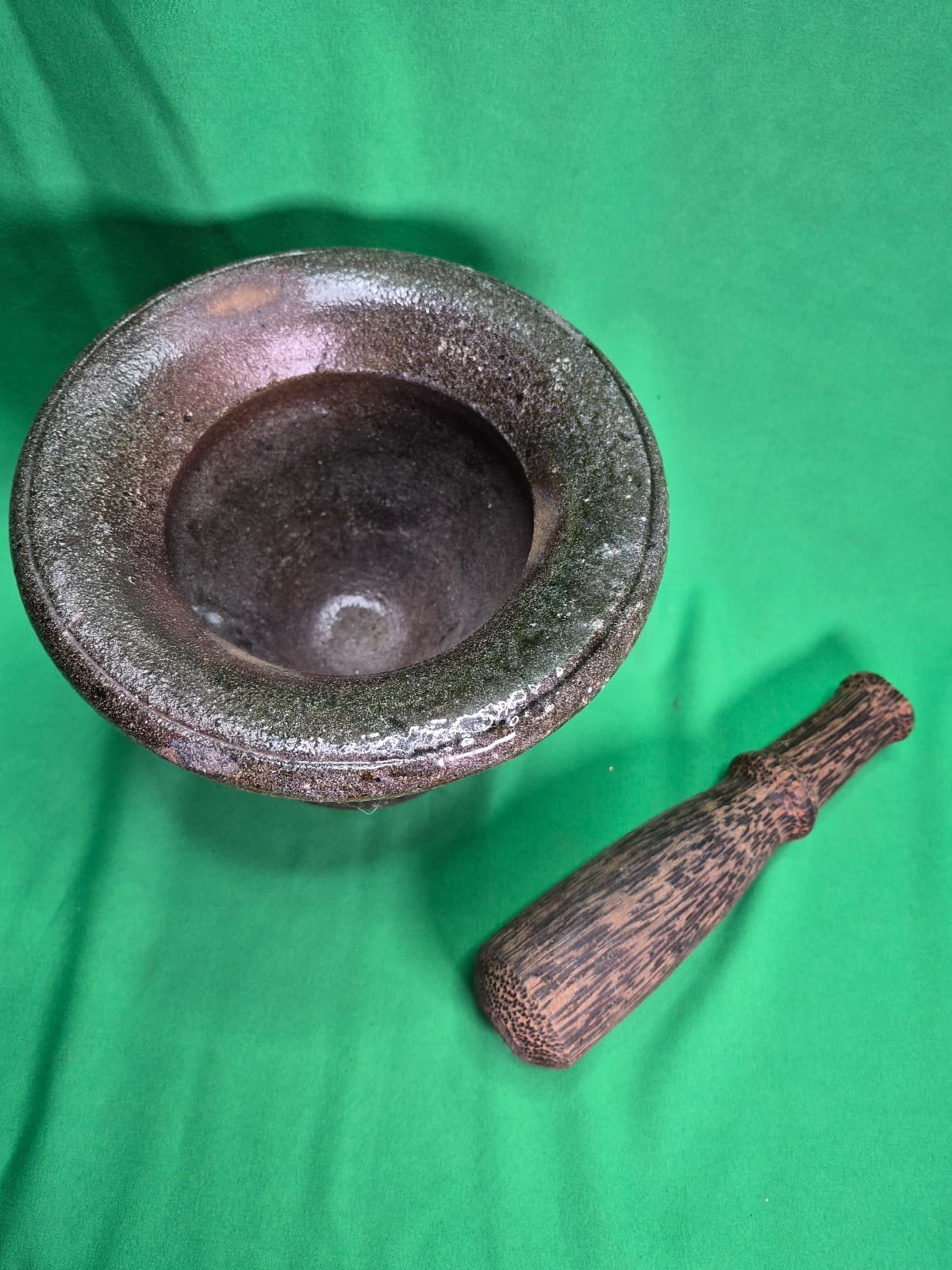 Antique Ceramic Mortar and Pestle - Thumbnail 2