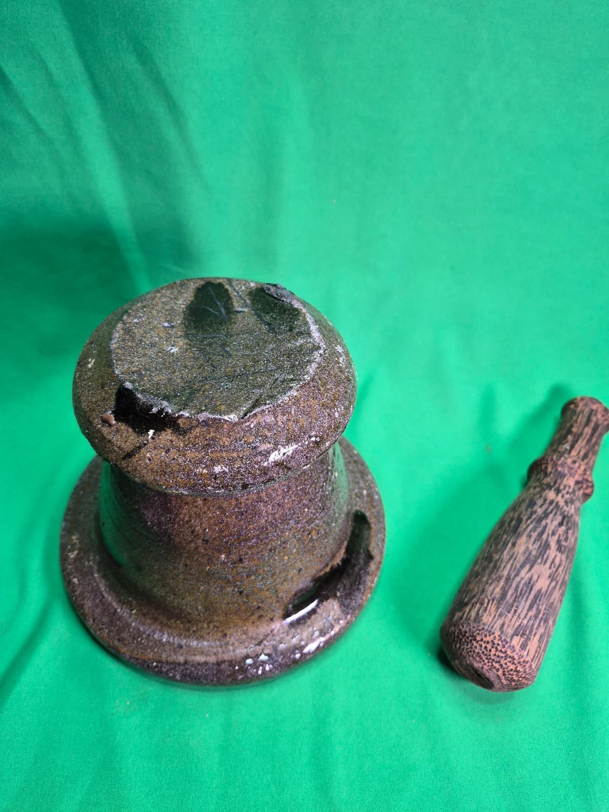 Antique Ceramic Mortar and Pestle - Thumbnail 5