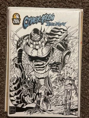 All Caps Comics Cyber Frog Blood Honey Sketch Cover Comic Black White Art - Image 1