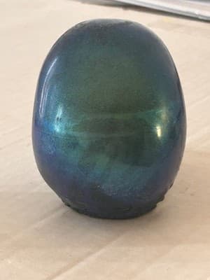 Iridescent Blue Green Resin Skull Sculpture Decorative Art Figurine 3in - Thumbnail 3