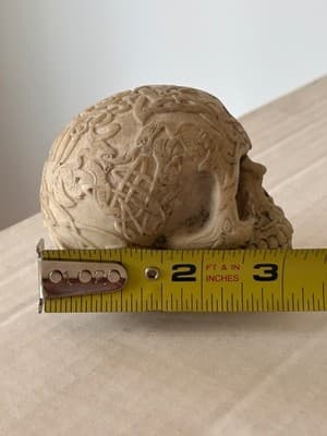 Celtic Knot Skull Statue Figurine Decorative Resin Antique White Gothic 4in - Thumbnail 6