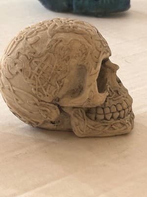 Celtic Knot Skull Statue Figurine Decorative Resin Antique White Gothic 4in - Thumbnail 4