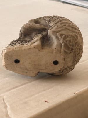 Celtic Knot Skull Statue Figurine Decorative Resin Antique White Gothic 4in - Thumbnail 5
