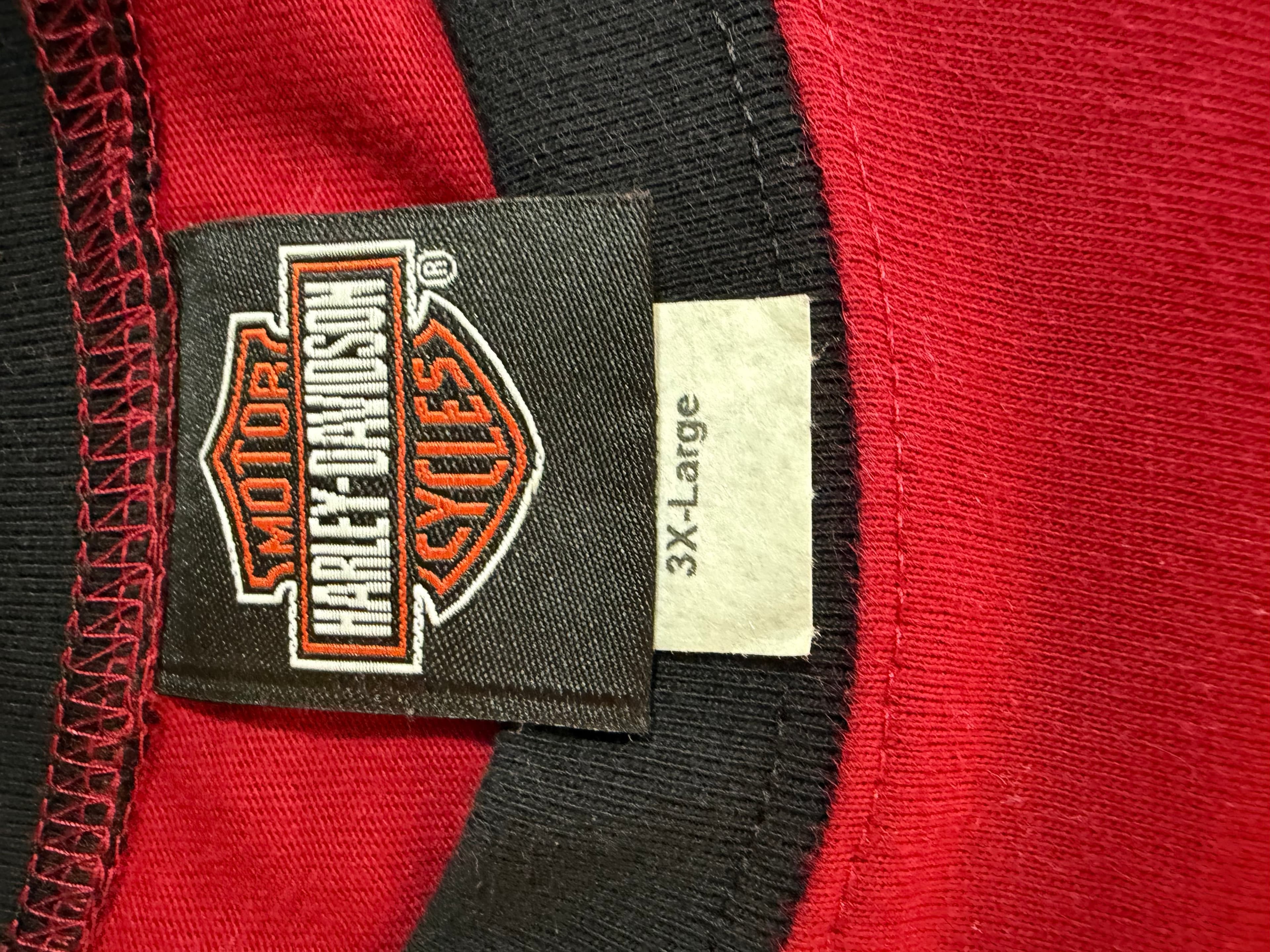 Harley-Davidson Long Sleeve Red T-Shirt, Size 3X, Graphic Print - Thumbnail 3