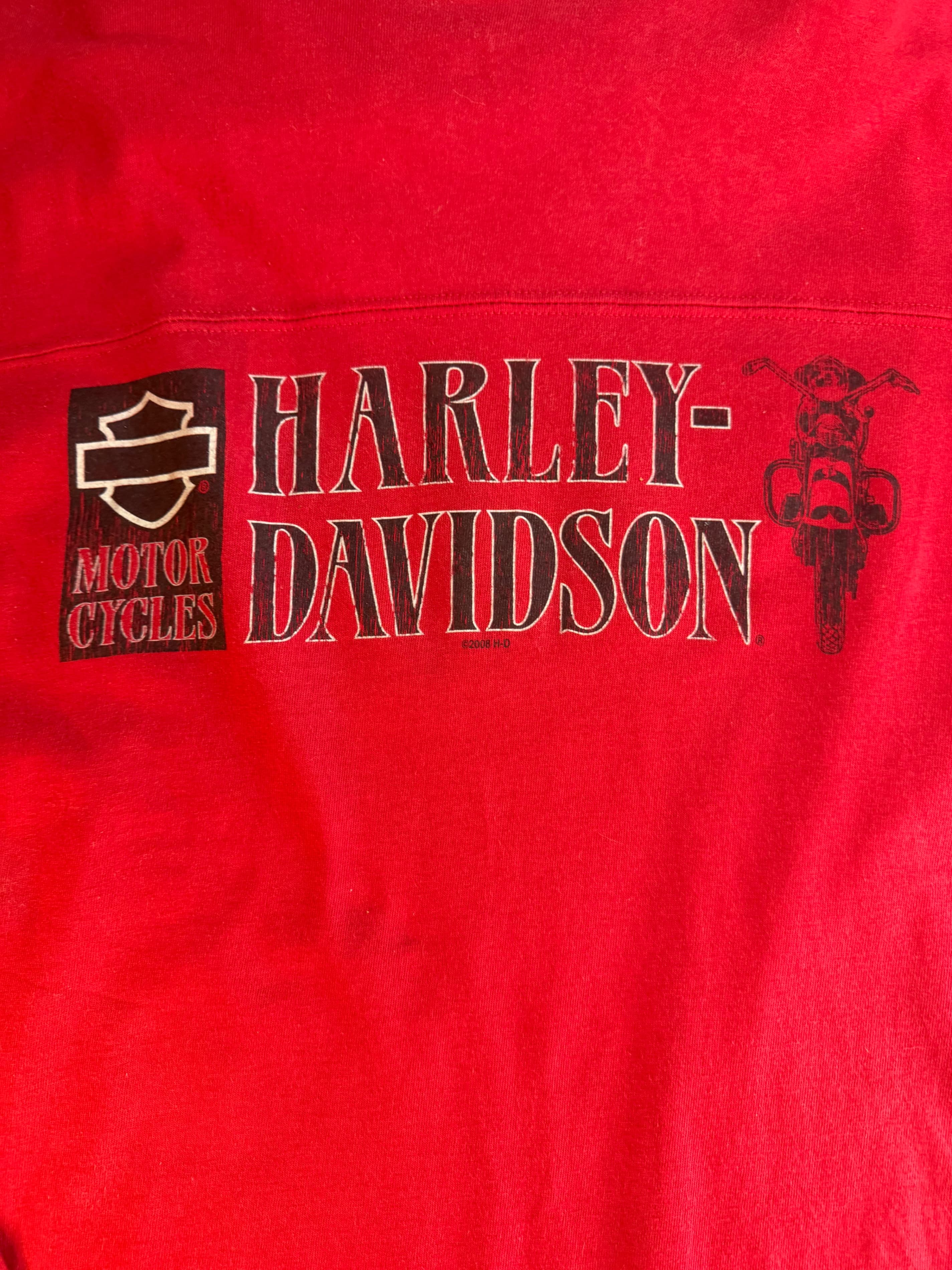 Harley-Davidson Long Sleeve Red T-Shirt, Size 3X, Graphic Print - Thumbnail 5