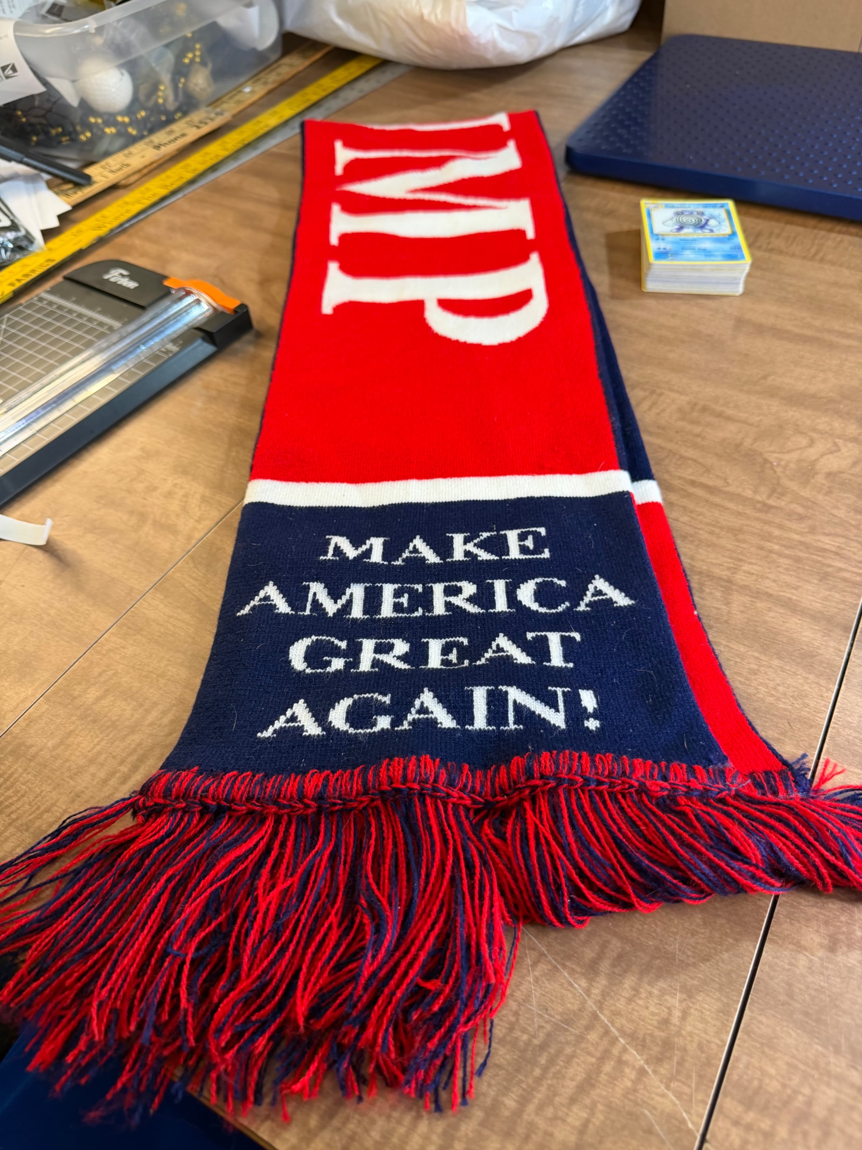 TRUMP 2024 Knit Scarf - Red, White & Blue Political Merchandise - Thumbnail 2
