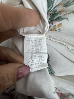 AZ Floral Maxi Dress Lace Bodice Boho Cottagecore White Pink Tie Back Size Lx - Thumbnail 5