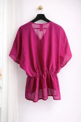 Miss Tina Tina Knowles Pink Blouse Sz M Boho Sheer Top Gold Details Flowy Festiv - Thumbnail 2