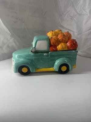 Turquoise Pumpkin Pickup Truck Fall Autumn - Thumbnail 2