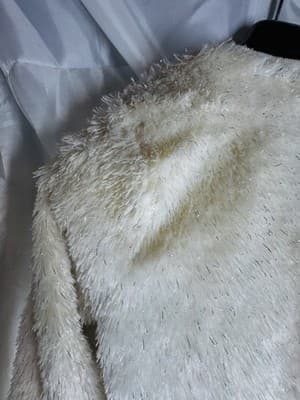 Knit Works Youth Faux Fur Bomber Jacket Size 14 Sparkly Silver Thread Details - Thumbnail 5