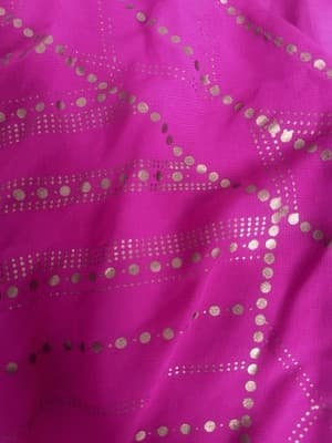 Miss Tina Tina Knowles Pink Blouse Sz M Boho Sheer Top Gold Details Flowy Festiv - Thumbnail 3