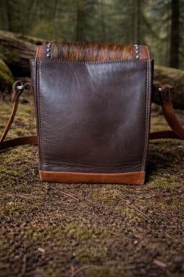 American West Genuine Leather And Animal Hair Crossbody Purse. Rare Vintage - Thumbnail 2