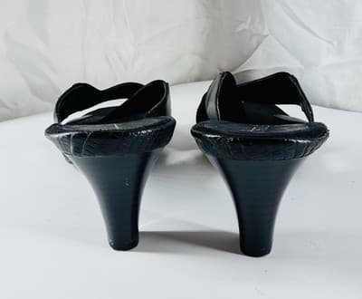 Aerosoles Black Cross Straps Slip On Heeled Open Toe Sandal Women Size 8.5 - Thumbnail 2