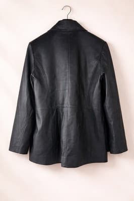 Vintage Kim Roger’s Black Leather Jacket Woman’s XL Genuine Leather Red Lining - Thumbnail 2