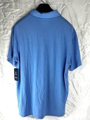 Blue George Stretch Size Large Men’s Button Collard Soft Poly Blend NWT - Thumbnail 2