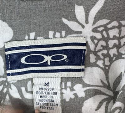 Vtg Op Ocean Pacific Shirt Mens M (Actual L) Floral Pineapple Print Short Sleeve - Thumbnail 4