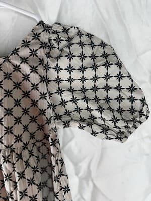 R & B Organic 100% Organic Cotton Sun Dress Size 5y Tan and Black Puff Sleeves - Thumbnail 3