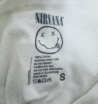 Nirvana Smiley Face Cropped T Shirt White Graphic Name Tee Grunge 90’s Style - Thumbnail 4