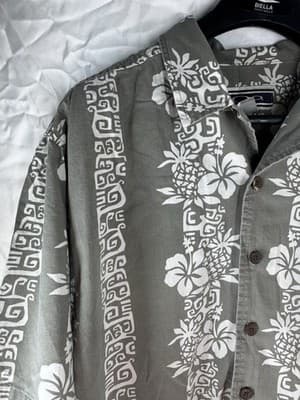 Vtg Op Ocean Pacific Shirt Mens M (Actual L) Floral Pineapple Print Short Sleeve - Thumbnail 3