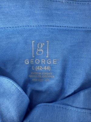 Blue George Stretch Size Large Men’s Button Collard Soft Poly Blend NWT - Thumbnail 5