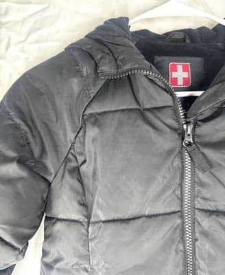 SwissTech Jacket Kids XS 4-5 Black Hooded Puffer Fleece Lined Insulated - Thumbnail 4