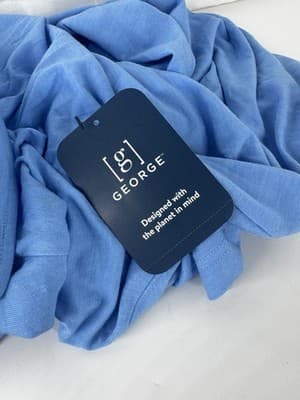 Blue George Stretch Size Large Men’s Button Collard Soft Poly Blend NWT - Thumbnail 8