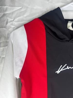 Kids Hoodie Sweatshirt Size 130 Red Black White Hooded Pullover Polyester Casual - Thumbnail 3