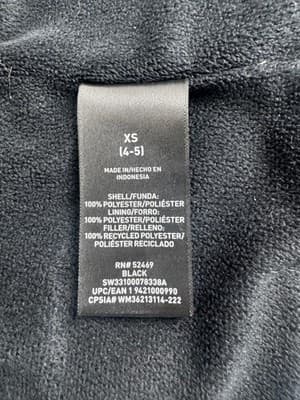 SwissTech Jacket Kids XS 4-5 Black Hooded Puffer Fleece Lined Insulated - Thumbnail 8