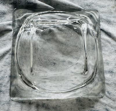 MCM Clear Large Heavy Square Glass Vintage Ash Tray Cigar Ashtray 6" X 1 1/2" - Thumbnail 4