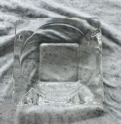 MCM Clear Large Heavy Square Glass Vintage Ash Tray Cigar Ashtray 6" X 1 1/2" - Thumbnail 3