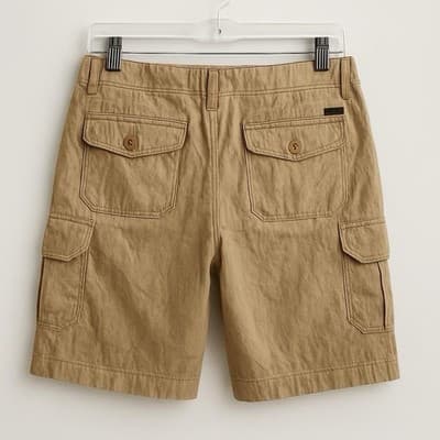 IZOD Canvas Cargo Shorts Men's Size 36 Khaki Outdoors Hiking 100% Cotton. - Thumbnail 2