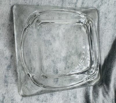 MCM Clear Large Heavy Square Glass Vintage Ash Tray Cigar Ashtray 6" X 1 1/2" - Thumbnail 8