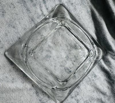 MCM Clear Large Heavy Square Glass Vintage Ash Tray Cigar Ashtray 6" X 1 1/2" - Thumbnail 9