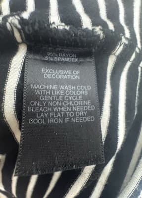 White House, Black Market Striped Top Woman’s Black White Stretch Blouse Sz S - Thumbnail 4