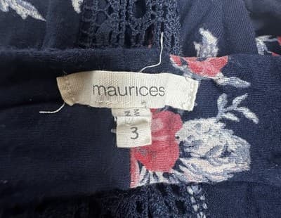 Maurice’s Woman’s 3x Navy Floral Boho Lace Back Long Sleeve Plus Size Tunic - Thumbnail 5