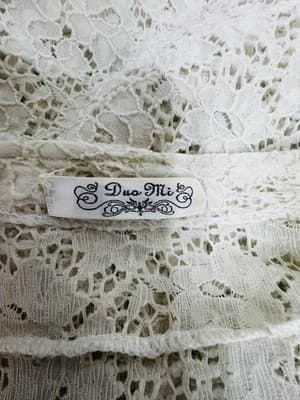 Dua Mi Lace Jacket Womens Cream Ivory Zip Front Long Sleeve Floral Lace Blazer S - Thumbnail 5