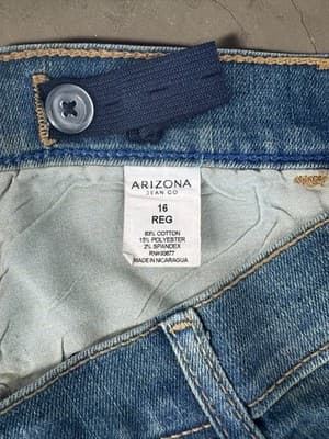 Arizona Jeans Boys 16 Original Regular Blue Denim Medium Wash Adjustable Waist - Thumbnail 4