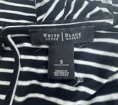 White House, Black Market Striped Top Woman’s Black White Stretch Blouse Sz S - Thumbnail 5