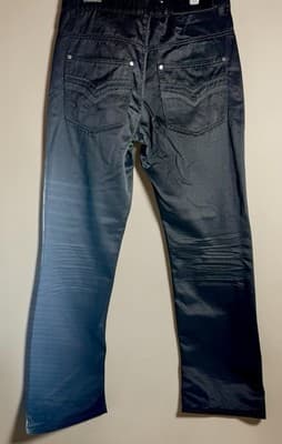 Old Skool Black Shiny Y2K Vintage Denim Straight Leg Jeans Men/Teen Size 30 - Thumbnail 3