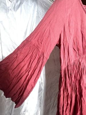 True Craft Women’s Medium Coral Boho Babydoll Tunic Dress Flowy Long Sleeve Top - Thumbnail 3